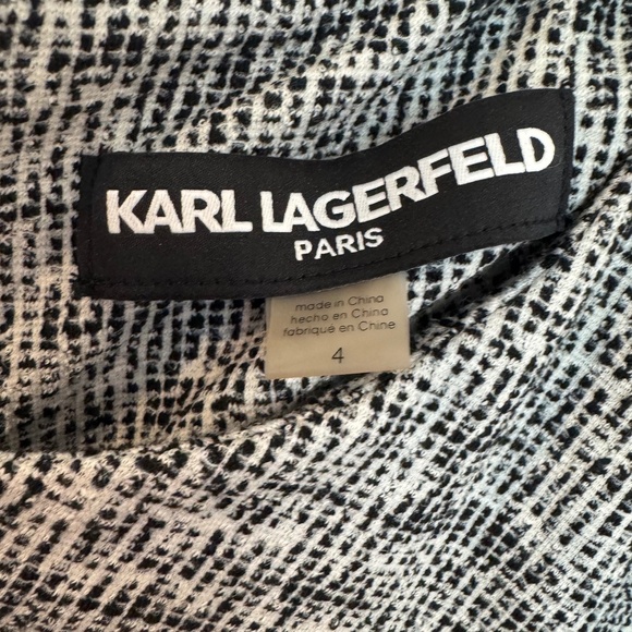 Karl Lagerfeld Paris Knit Sheath Black/White Short Sleeve Dress Size 4 - Picture 9 of 10
